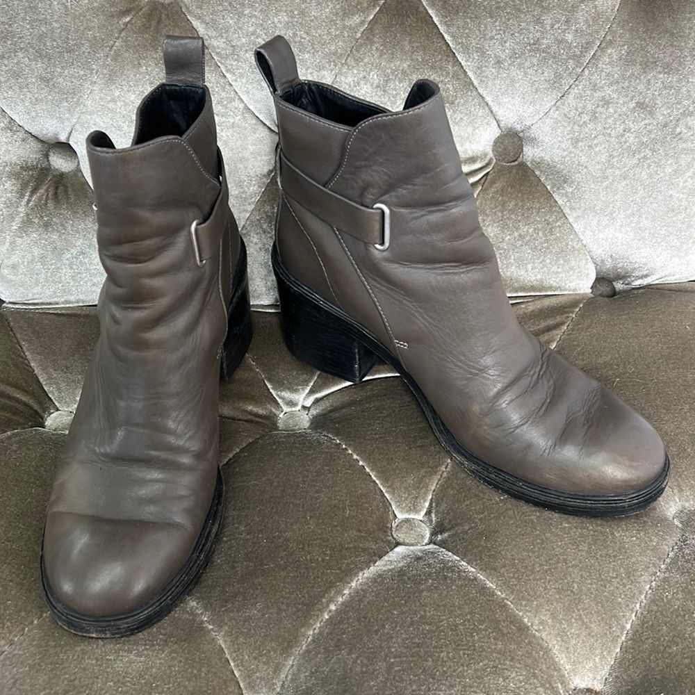 All Saints Meera buttery soft leather belted chunky heel ankle boots